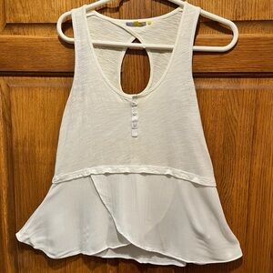 Anthropologie Little Yellow Button Signe White Gauzy Tank Top - Size XSP